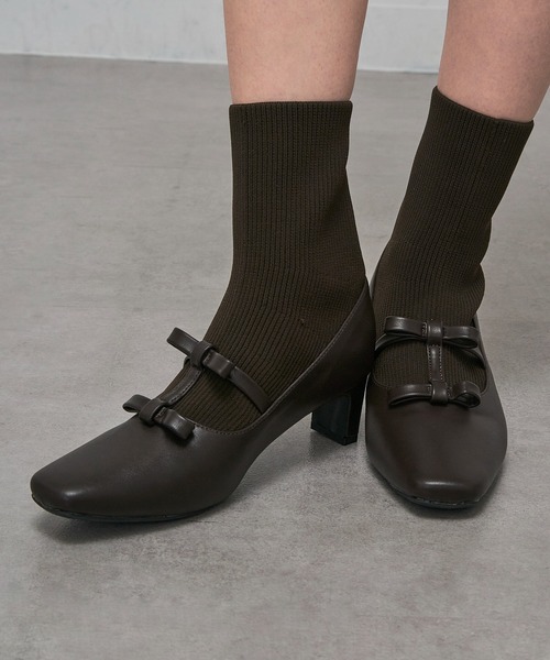 MAISON BREEZE(メゾンブリーズ)の「【MAISON BREEZE】リボンソックスヒールブーツ LON(ブーツ・レディース・ブラック/グレー/ダークブラウン・S/M/L/LL)」の18枚目の写真