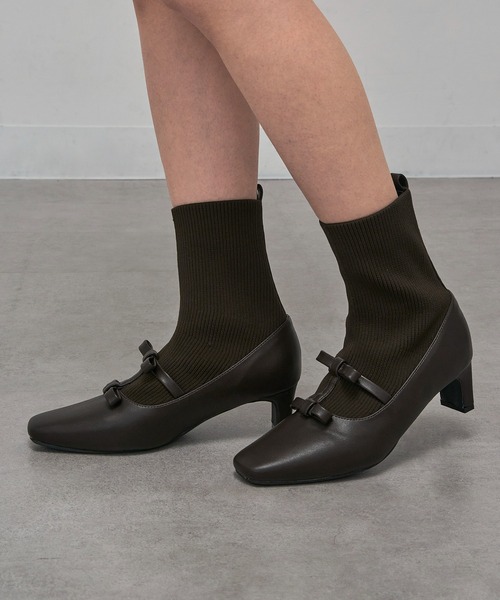 MAISON BREEZE(メゾンブリーズ)の「【MAISON BREEZE】リボンソックスヒールブーツ LON(ブーツ・レディース・ブラック/グレー/ダークブラウン・S/M/L/LL)」の19枚目の写真