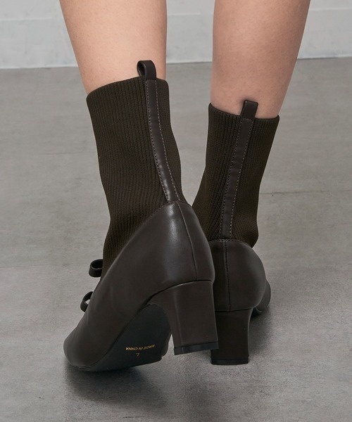 MAISON BREEZE(メゾンブリーズ)の「【MAISON BREEZE】リボンソックスヒールブーツ LON(ブーツ・レディース・ブラック/グレー/ダークブラウン・S/M/L/LL)」の21枚目の写真