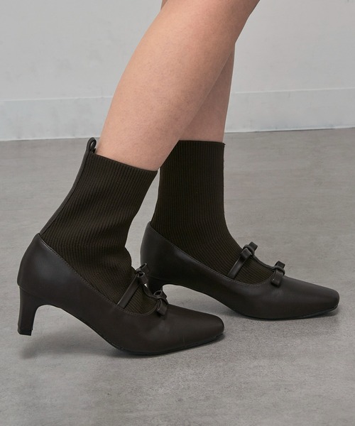 MAISON BREEZE(メゾンブリーズ)の「【MAISON BREEZE】リボンソックスヒールブーツ LON(ブーツ・レディース・ブラック/グレー/ダークブラウン・S/M/L/LL)」の20枚目の写真