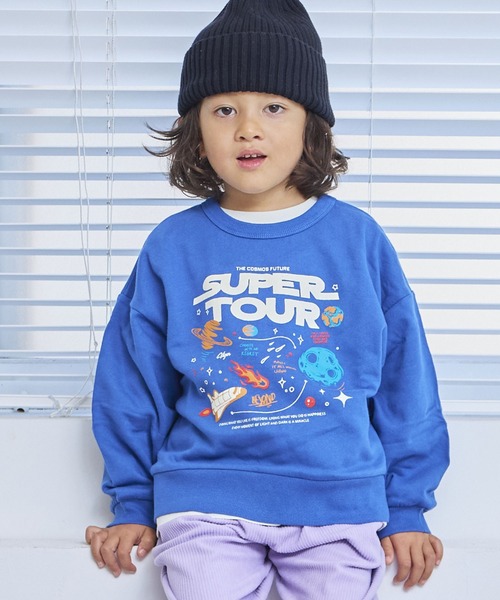 Life Support Products（ライフサポートプロダクツ）の「裏毛グラフィックトレーナー（スウェット・キッズ・チャコール/マスタード/グリーン/ホワイト系その他/ブラウン/ライトピンク/ブラック/オフホワイト/杢グレー/ブルー・80/90/95/100/110/120/130/140/150）」の8枚目の写真