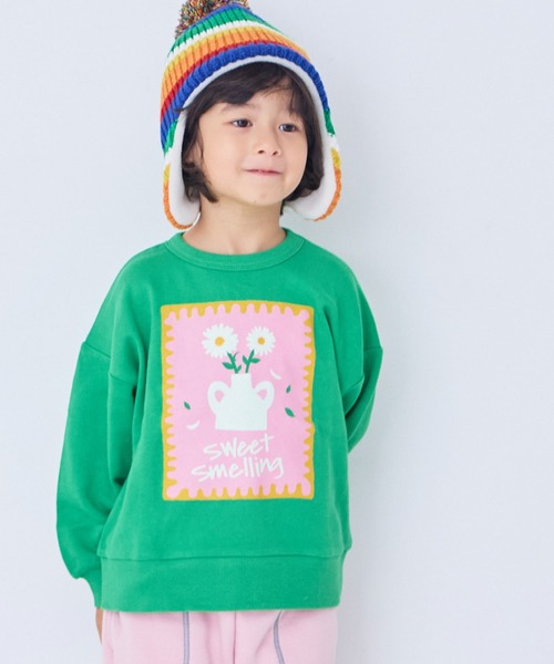 Life Support Products（ライフサポートプロダクツ）の「裏毛グラフィックトレーナー（スウェット・キッズ・チャコール/マスタード/グリーン/ホワイト系その他/ブラウン/ライトピンク/ブラック/オフホワイト/杢グレー/ブルー・80/90/95/100/110/120/130/140/150）」の7枚目の写真