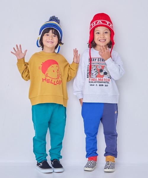 Life Support Products（ライフサポートプロダクツ）の「裏毛グラフィックトレーナー（スウェット・キッズ・チャコール/マスタード/グリーン/ホワイト系その他/ブラウン/ライトピンク/ブラック/オフホワイト/杢グレー/ブルー・80/90/95/100/110/120/130/140/150）」の14枚目の写真