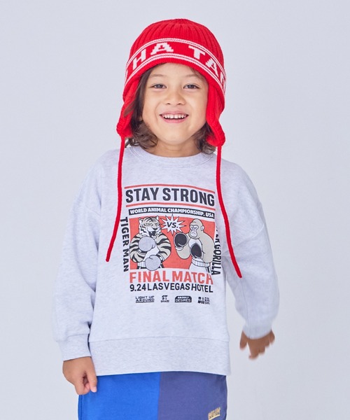 Life Support Products（ライフサポートプロダクツ）の「裏毛グラフィックトレーナー（スウェット・キッズ・チャコール/マスタード/グリーン/ホワイト系その他/ブラウン/ライトピンク/ブラック/オフホワイト/杢グレー/ブルー・80/90/95/100/110/120/130/140/150）」の20枚目の写真