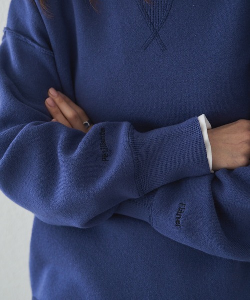 PUAL CE CIN（ピュアルセシン）の「スウェットライクダブルジャガードニット（ニット/セーター・レディース・チャコールグレー/オートミール/ブルー系・FREE）」の14枚目の写真