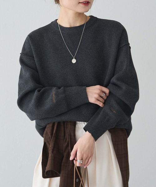 PUAL CE CIN（ピュアルセシン）の「スウェットライクダブルジャガードニット（ニット/セーター・レディース・チャコールグレー/オートミール/ブルー系・FREE）」の20枚目の写真