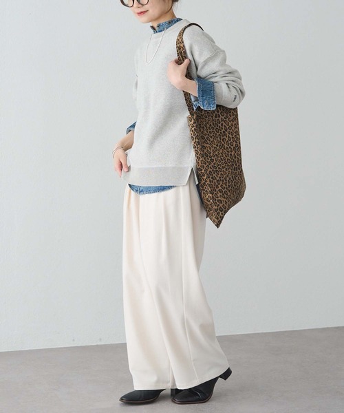 PUAL CE CIN（ピュアルセシン）の「スウェットライクダブルジャガードニット（ニット/セーター・レディース・チャコールグレー/オートミール/ブルー系・FREE）」の11枚目の写真