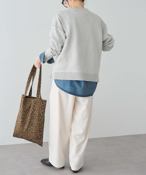 PUAL CE CIN（ピュアルセシン）の「スウェットライクダブルジャガードニット（ニット/セーター・レディース・チャコールグレー/オートミール/ブルー系・FREE）」の12枚目の写真