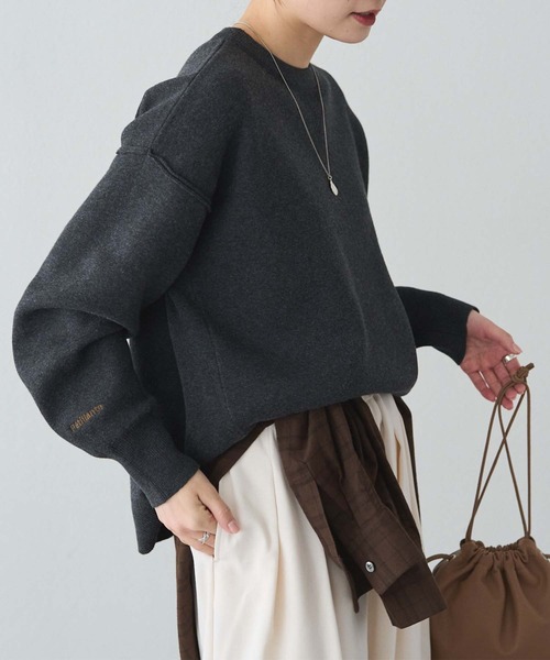 PUAL CE CIN（ピュアルセシン）の「スウェットライクダブルジャガードニット（ニット/セーター・レディース・チャコールグレー/オートミール/ブルー系・FREE）」の21枚目の写真