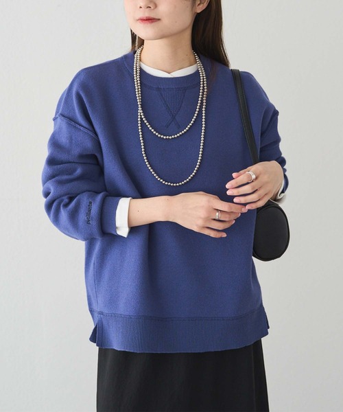 PUAL CE CIN（ピュアルセシン）の「スウェットライクダブルジャガードニット（ニット/セーター・レディース・チャコールグレー/オートミール/ブルー系・FREE）」の13枚目の写真