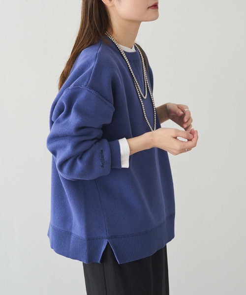 PUAL CE CIN（ピュアルセシン）の「スウェットライクダブルジャガードニット（ニット/セーター・レディース・チャコールグレー/オートミール/ブルー系・FREE）」の15枚目の写真