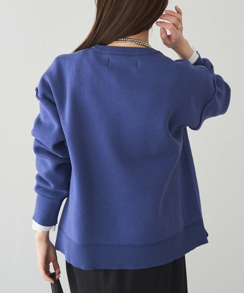 PUAL CE CIN（ピュアルセシン）の「スウェットライクダブルジャガードニット（ニット/セーター・レディース・チャコールグレー/オートミール/ブルー系・FREE）」の16枚目の写真