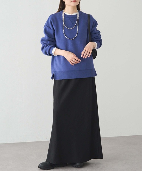 PUAL CE CIN（ピュアルセシン）の「スウェットライクダブルジャガードニット（ニット/セーター・レディース・チャコールグレー/オートミール/ブルー系・FREE）」の17枚目の写真