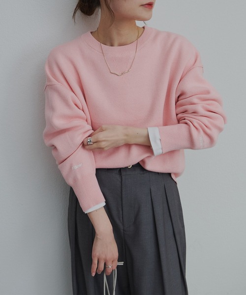 セール】スウェットライクダブルジャガードニット（ニット/セーター