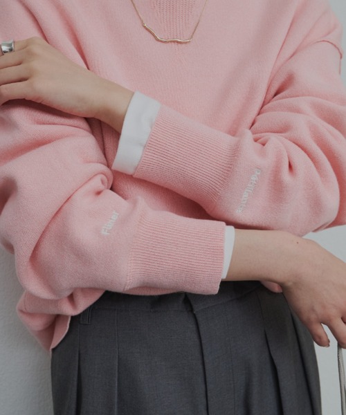 ず*下様 ★CINEMA CLUB　かわいいピンクニット♪ セール】スウェットライクダブルジャガードニット（ニット/セーター