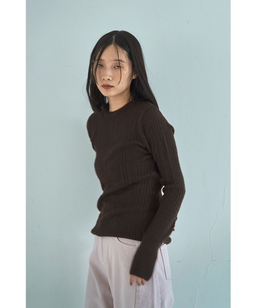 marjour（マージュール）の「RIB KNIT TOPS（ニット/セーター・レディース・イエロー系/ブラウン・M）」の3枚目の写真