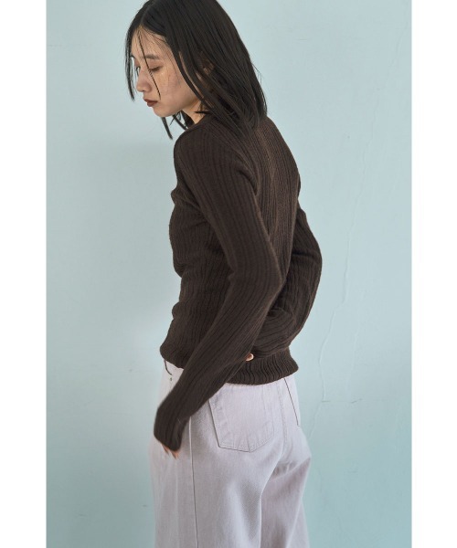 marjour（マージュール）の「RIB KNIT TOPS（ニット/セーター・レディース・イエロー系/ブラウン・M）」の4枚目の写真