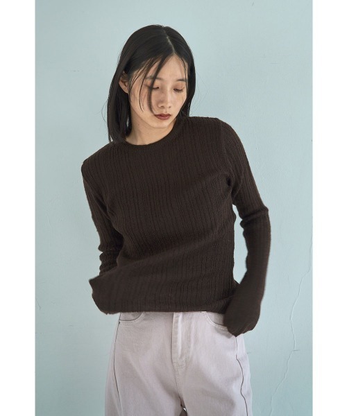 marjour（マージュール）の「RIB KNIT TOPS（ニット/セーター・レディース・イエロー系/ブラウン・M）」の6枚目の写真
