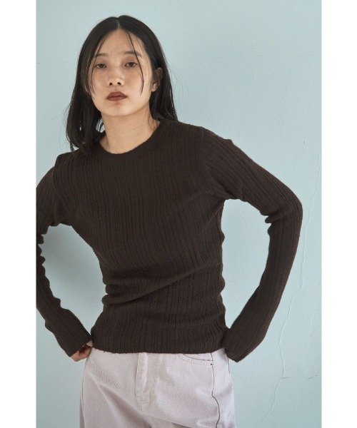 marjour（マージュール）の「RIB KNIT TOPS（ニット/セーター・レディース・イエロー系/ブラウン・M）」の7枚目の写真