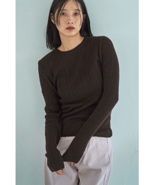 marjour（マージュール）の「RIB KNIT TOPS（ニット/セーター・レディース・イエロー系/ブラウン・M）」の8枚目の写真