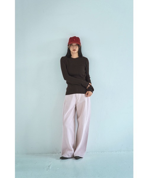 marjour（マージュール）の「RIB KNIT TOPS（ニット/セーター・レディース・イエロー系/ブラウン・M）」の11枚目の写真