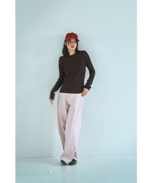marjour（マージュール）の「RIB KNIT TOPS（ニット/セーター・レディース・イエロー系/ブラウン・M）」の12枚目の写真