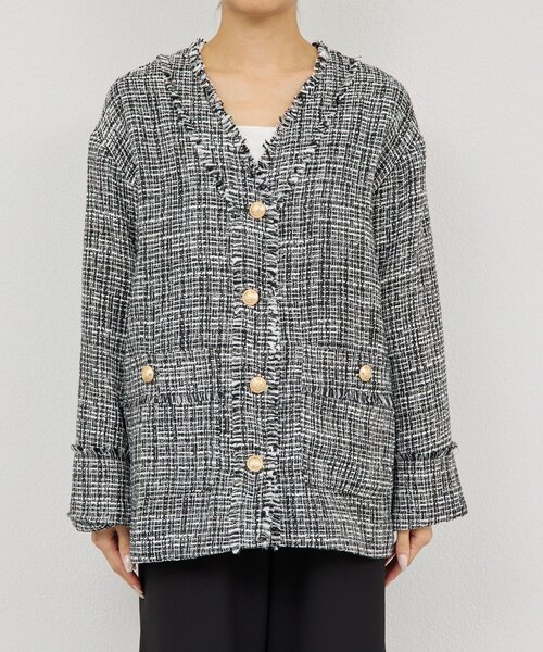 GALLARDAGALANTE（ガリャルダガランテ）の「【手洗い可】ツイードジャケット（その他アウター・レディース・ホワイト/ブラック・FREE）」の19枚目の写真