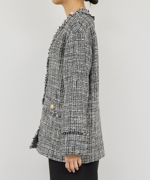 GALLARDAGALANTE（ガリャルダガランテ）の「【手洗い可】ツイードジャケット（その他アウター・レディース・ホワイト/ブラック・FREE）」の20枚目の写真