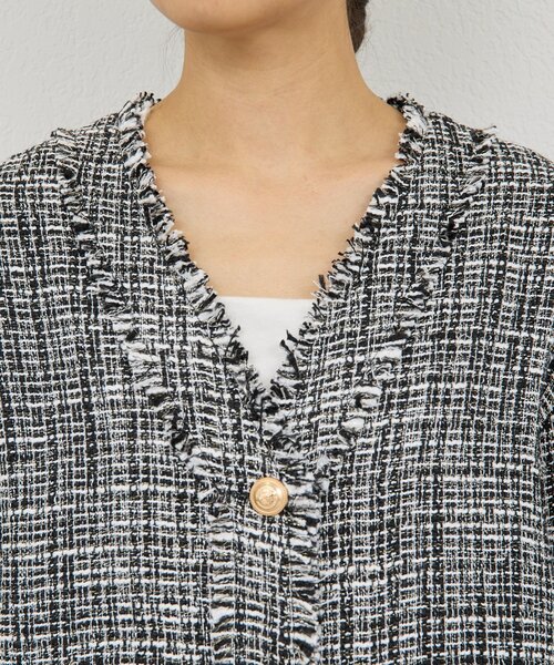 GALLARDAGALANTE（ガリャルダガランテ）の「【手洗い可】ツイードジャケット（その他アウター・レディース・ホワイト/ブラック・FREE）」の11枚目の写真