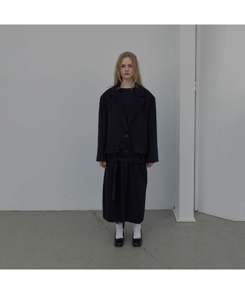 LCDC TM(エルシーディーシーティーエム)の「LOWRISE BELTED COAT (DARK NAVY)(チェスターコート・レディース・その他・OS)」の1枚目の写真