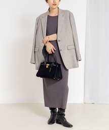 NOLLEY’S Sophi | 《手洗い可能》ウール混ワイドリブ袖口配色ロングワンピース(ワンピース)