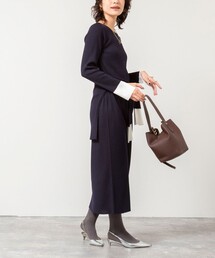 NOLLEY'S Sophi（ノーリーズソフィ）の「《手洗い可能》ウール混ワイドリブ袖口配色ロングワンピース（ワンピース）」