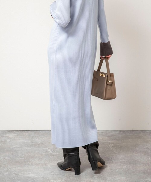 NOLLEY’S Sophi（ノーリーズソフィ）の「《手洗い可能》ウール混ワイドリブ袖口配色ロングワンピース（ワンピース・レディース・ダークネイビー/サックスブルー/グレー・38）」の20枚目の写真
