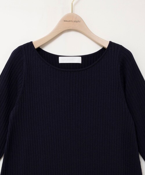 NOLLEY’S Sophi（ノーリーズソフィ）の「《手洗い可能》ウール混ワイドリブ袖口配色ロングワンピース（ワンピース・レディース・ダークネイビー/サックスブルー/グレー・38）」の22枚目の写真