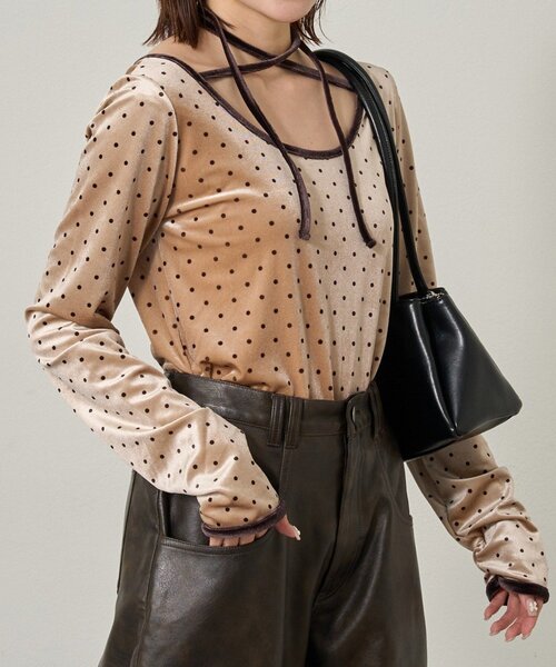 mline]チョーカーベロアトップス（Tシャツ/カットソー）｜mline