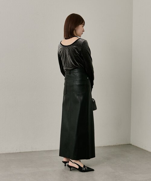 mline（エムライン）の「[mline]チョーカーベロアトップス（Tシャツ/カットソー・レディース・アイボリー/チャコールグレー/ピンク・FREE）」の19枚目の写真