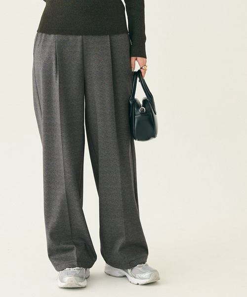 coca(coca)(コカ)の「【DAILY WARM】カットジャカード裏起毛ワイドパンツ(その他パンツ・レディース・ブラック/チャコール・L/M/S)」の6枚目の写真