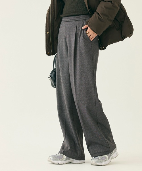 coca(coca)(コカ)の「【DAILY WARM】カットジャカード裏起毛ワイドパンツ(その他パンツ・レディース・ブラック/チャコール・L/M/S)」の9枚目の写真