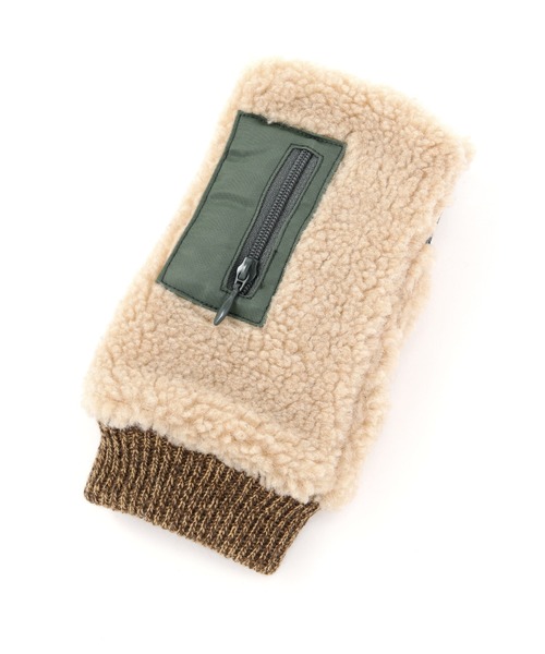 AVIREX（アヴィレックス）の「ボアデミグラブⅡ/グローブ/手袋（手袋・レディース・チャコールグレー/タン・F）」の4枚目の写真