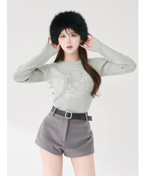 DRビジューフラワーリブニットトップス（ニット/セーター）｜Darich