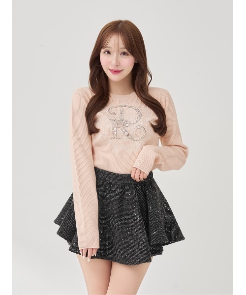 Darich ダーリッチ　DRビジューフラワーリブニットトップス DRビジューフラワーリブニットトップス（ニット/セーター）｜Darich