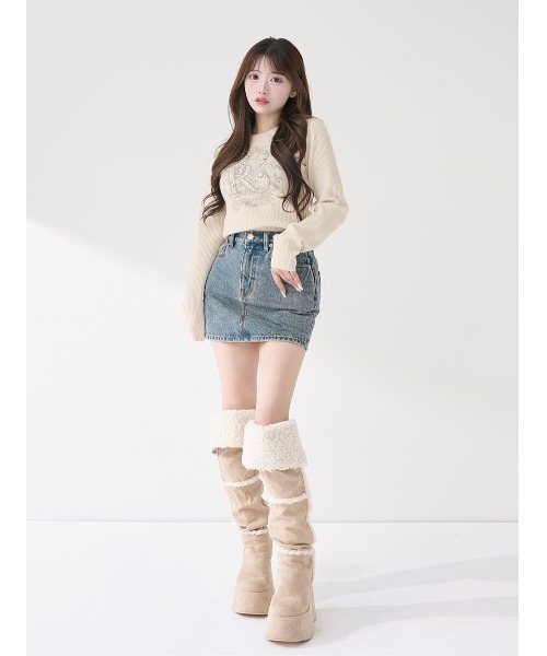 Darich（ダーリッチ）の「DRビジューフラワーリブニットトップス