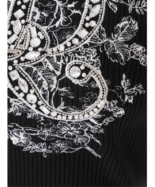 DRビジューフラワーリブニットトップス（ニット/セーター）｜Darich