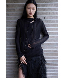 SMIEUR（エスミア）の「アンバランスニットカーディガン（ブラック）（ニット/セーター）」