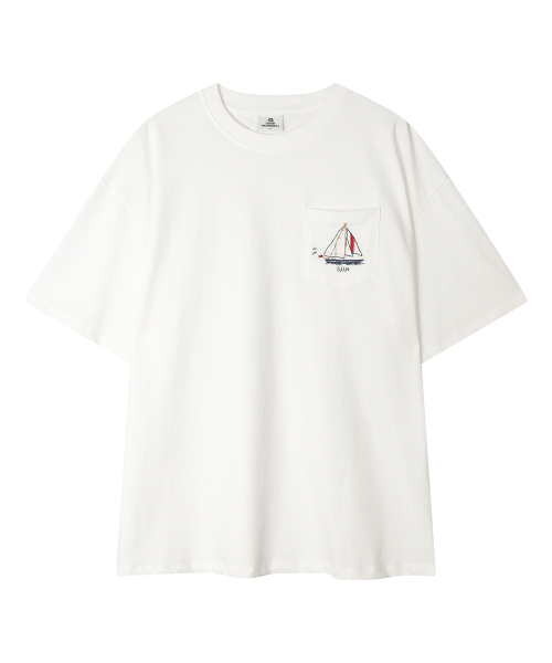 SUNDAY FRUIT MARKET(サンデーフルーツマーケット)の「BOAT POCKET TEE IVORY(Tシャツ/カットソー・メンズ・その他・SMALL/LARGE)」の1枚目の写真