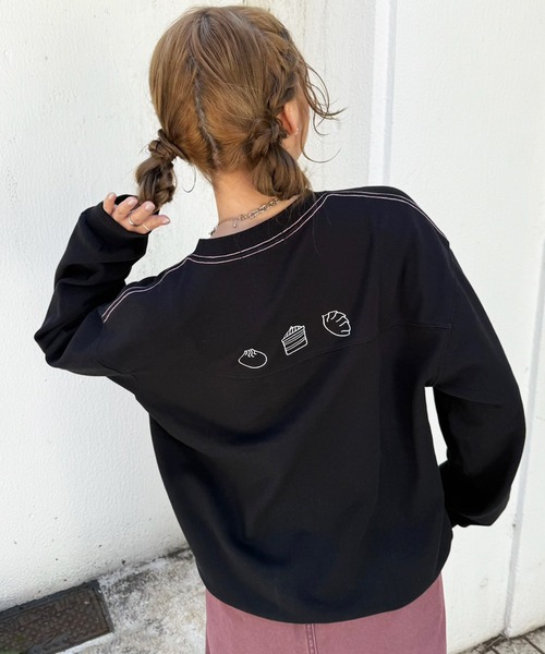 DOUBLE NAME（ダブルネーム）の「蒸しガール刺しゅうプルオーバー（Tシャツ/カットソー・レディース・オフホワイト/ブラック・FREE）」の12枚目の写真