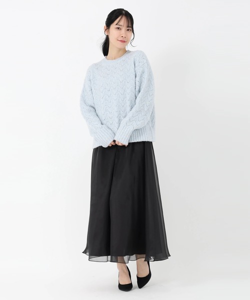 STRAWBERRY-FIELDS(ストロベリーフィールズ)の「ルミナスフラッフィ―_レース編シャインニット(ニット/セーター・レディース・オフホワイト/ライトブルー/ピンク・2)」の11枚目の写真