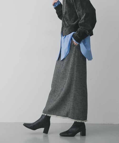 SENSE OF PLACE by URBAN RESEARCH(センスオブプレイスバイアーバンリサーチ)の「ツイードフリンジジップスカート(スカート・レディース・ブラウン/ブラック・SMALL/MEDIUM)」の1枚目の写真