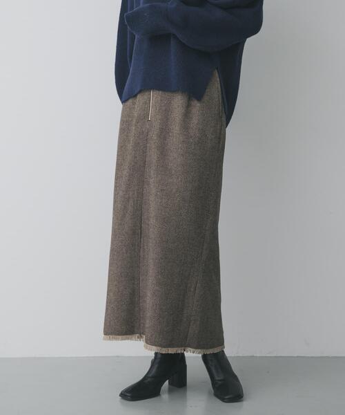 SENSE OF PLACE by URBAN RESEARCH(センスオブプレイスバイアーバンリサーチ)の「ツイードフリンジジップスカート(スカート・レディース・ブラウン/ブラック・SMALL/MEDIUM)」の7枚目の写真