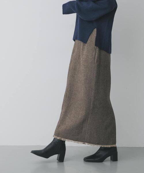 SENSE OF PLACE by URBAN RESEARCH(センスオブプレイスバイアーバンリサーチ)の「ツイードフリンジジップスカート(スカート・レディース・ブラウン/ブラック・SMALL/MEDIUM)」の8枚目の写真